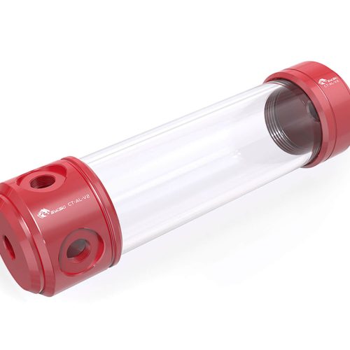 Bykski 50mm Anodized Aluminum Cylindrical Reservoir - 200mm (CT-AL-V2) - Red