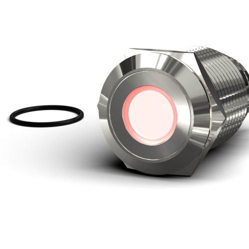 PrimoChill Silver Aluminum Latching Vandal Resistant Switch - 22mm - PrimoChill - KEEPING IT COOL Red LED Dot