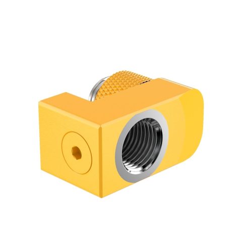 PrimoChill Male to Female G 1/4in. Supported Offset Rotary Fitting - Yellow