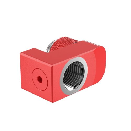 PrimoChill Male to Female G 1/4in. Supported Offset Rotary Fitting - Razor Red