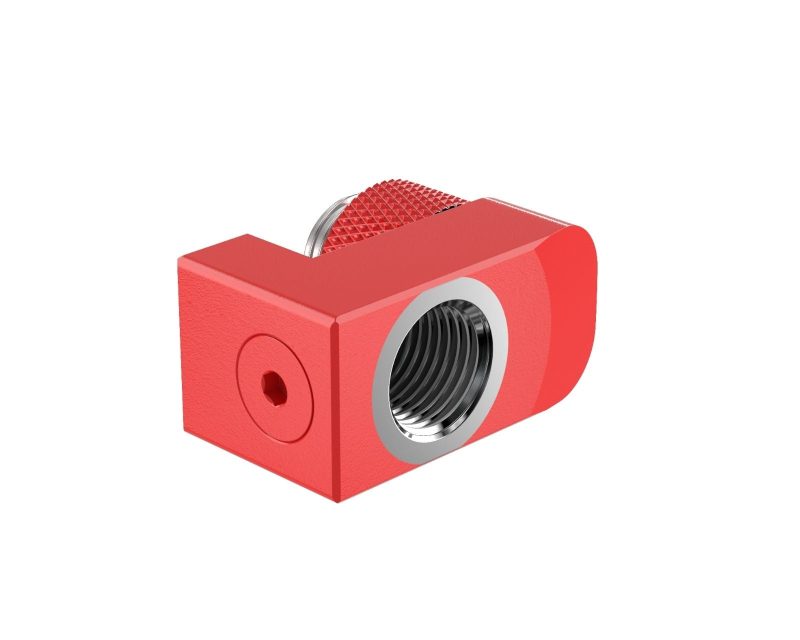 PrimoChill Male to Female G 1/4in. Supported Offset Rotary Fitting - Razor Red