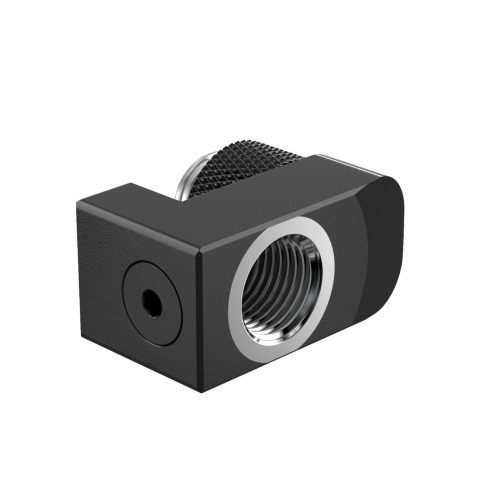 PrimoChill Male to Female G 1/4in. Supported Offset Rotary Fitting - Satin Black