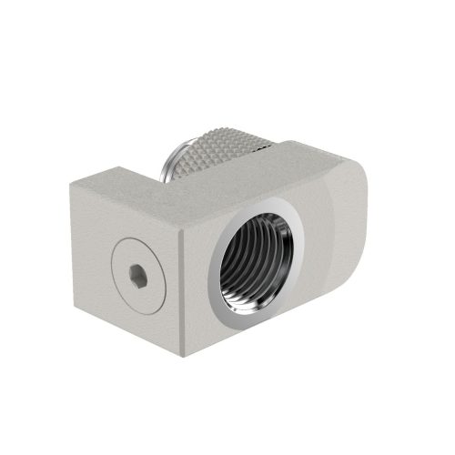 PrimoChill Male to Female G 1/4in. Supported Offset Rotary Fitting - TX Matte Silver