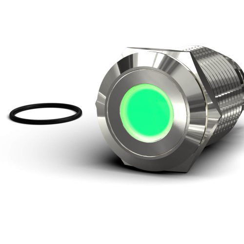 PrimoChill Silver Aluminum Momentary Vandal Resistant Switch - 22mm - PrimoChill - KEEPING IT COOL Green LED Dot