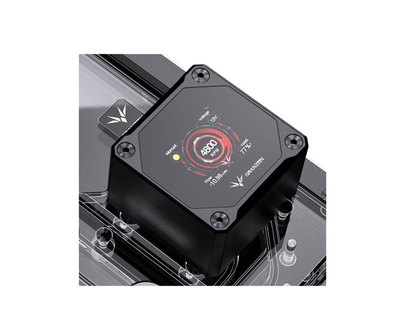 Bykski Distro Plate For LIAN LI O11 DYNAMIC EVO XL (Front Mount) - PMMA w/ 5v Addressable RGB(RBW) (RGV-LAN-O11EVOXL-LI-P) - DDC Pump With LCD