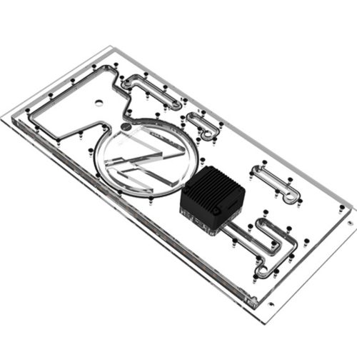 Bykski Distro Plate For LIAN LI O11 DYNAMIC EVO XL (Front Mount) - PMMA w/ 5v Addressable RGB(RBW) (RGV-LAN-O11EVOXL-LI-P) - DDC Pump With Armor