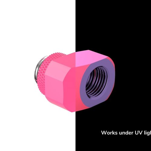 PrimoChill InterConnect SX Male to Female G 1/4in. Offset Full Rotary Fitting - UV Pink