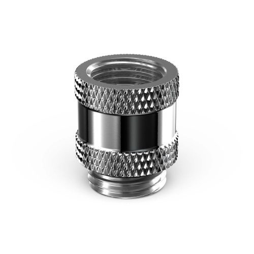 PrimoChill Male to Female G 1/4in. 15mm SX Extension Coupler - Silver Nickel