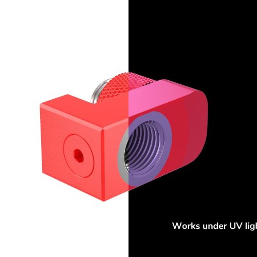 PrimoChill Male to Female G 1/4in. Supported Offset Rotary Fitting - UV Red