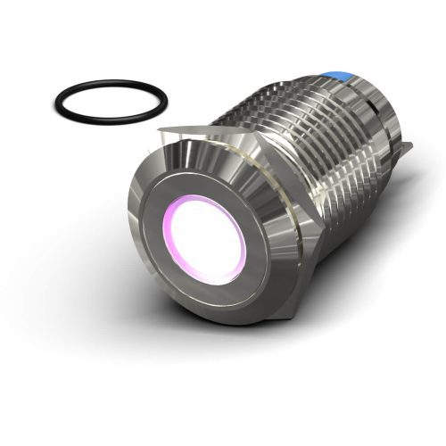 PrimoChill Silver Aluminum Momentary Vandal Resistant Switch - 22mm - PrimoChill - KEEPING IT COOL Purple LED Dot