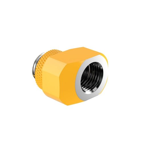 PrimoChill InterConnect SX Male to Female G 1/4in. Offset Full Rotary Fitting - Yellow