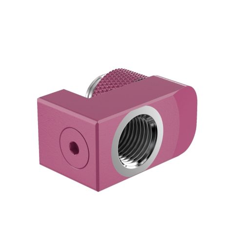 PrimoChill Male to Female G 1/4in. Supported Offset Rotary Fitting - Magenta