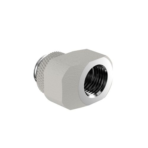 PrimoChill InterConnect SX Male to Female G 1/4in. Offset Full Rotary Fitting - TX Matte Silver