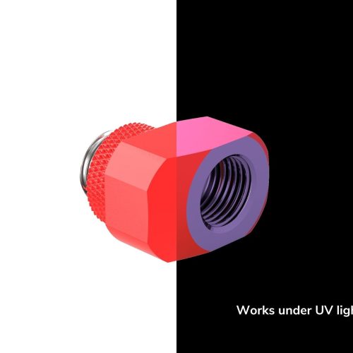 PrimoChill InterConnect SX Male to Female G 1/4in. Offset Full Rotary Fitting - UV Red