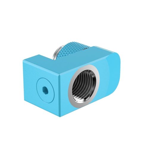 PrimoChill Male to Female G 1/4in. Supported Offset Rotary Fitting - Sky Blue