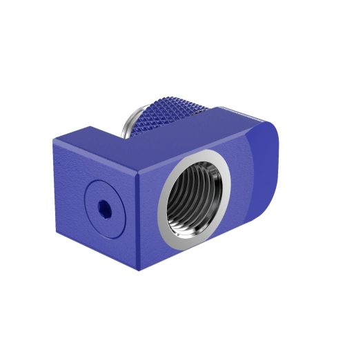 PrimoChill Male to Female G 1/4in. Supported Offset Rotary Fitting - True Blue