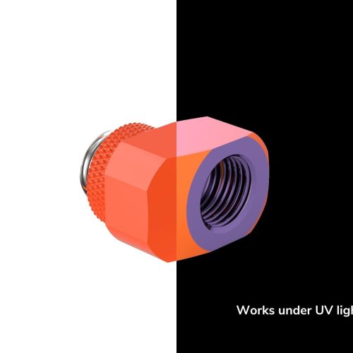 PrimoChill InterConnect SX Male to Female G 1/4in. Offset Full Rotary Fitting - UV Orange