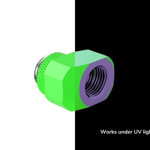 PrimoChill InterConnect SX Male to Female G 1/4in. Offset Full Rotary Fitting - UV Green