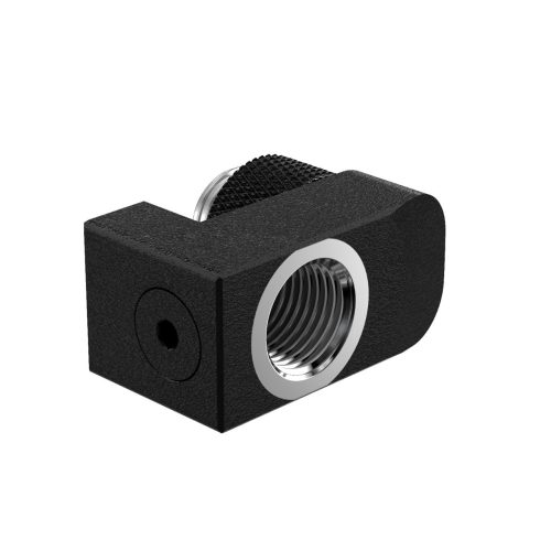 PrimoChill Male to Female G 1/4in. Supported Offset Rotary Fitting - TX Matte Black