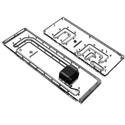 Bykski Dual Distro Plate For Thermaltake CTE C750 PMMA w/ 5v Addressable RGB(RBW) (RGV-TT-C750-A1-P-K) - DDC Pump With Armor