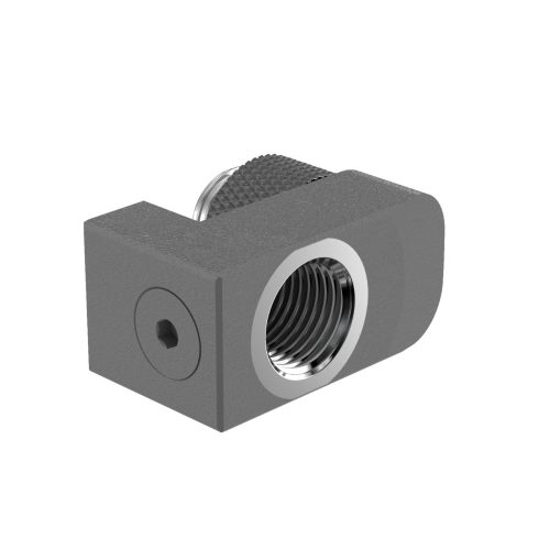 PrimoChill Male to Female G 1/4in. Supported Offset Rotary Fitting - TX Matte Gun Metal